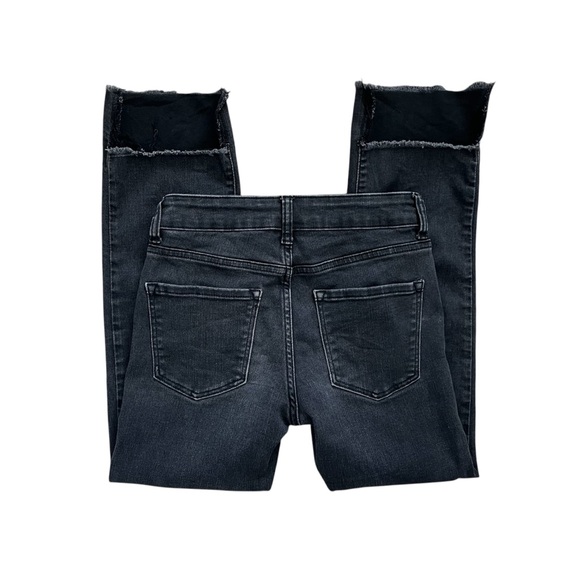 J Brand Washed Black Cropped Skinny Jeans Raw Frayed Ankle Chew Hem Size 25 - Picture 10 of 15